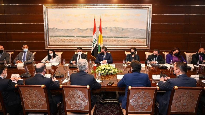 Kurdistan Region PM Masrour Barzani in meeting with United States-Kurdistan Business Council (USKBC) and representatives of American companies, March 8, 2022. (Photo: Kurdistan 24)